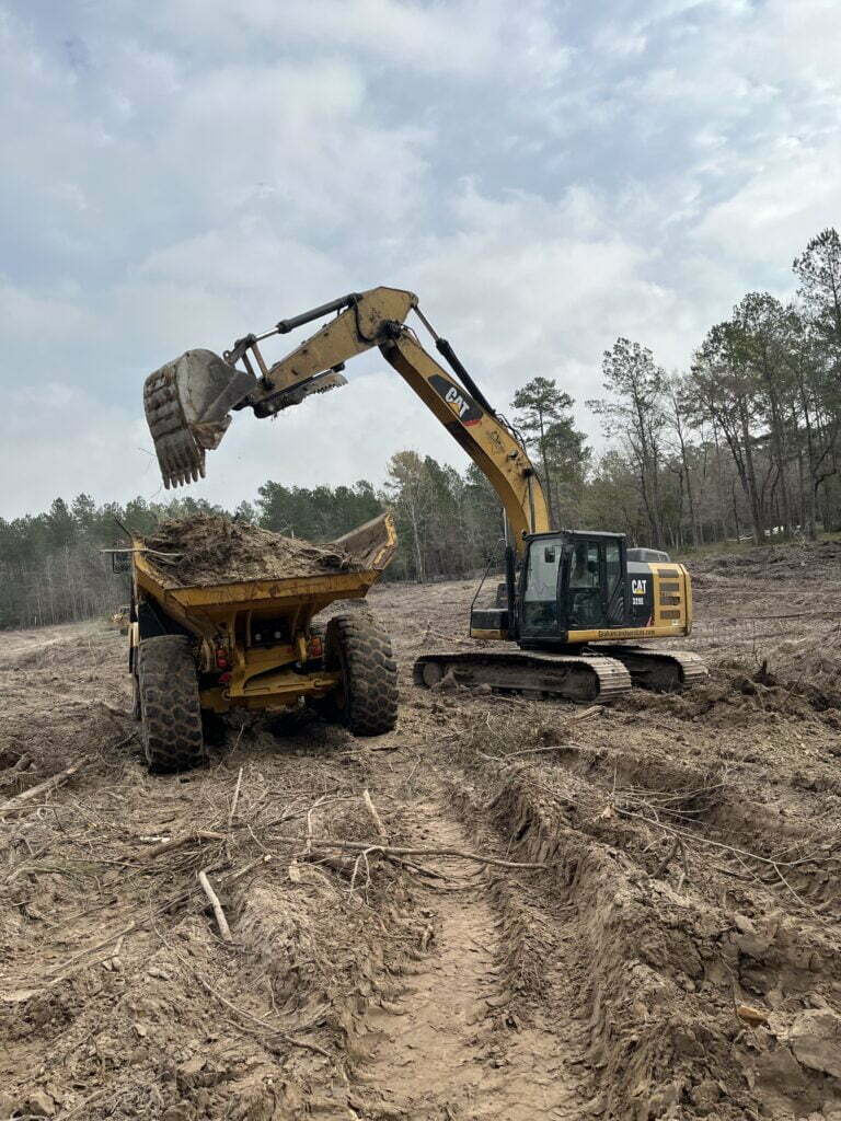 Land clearing and rough grading on a rural tract in Anderson, TX